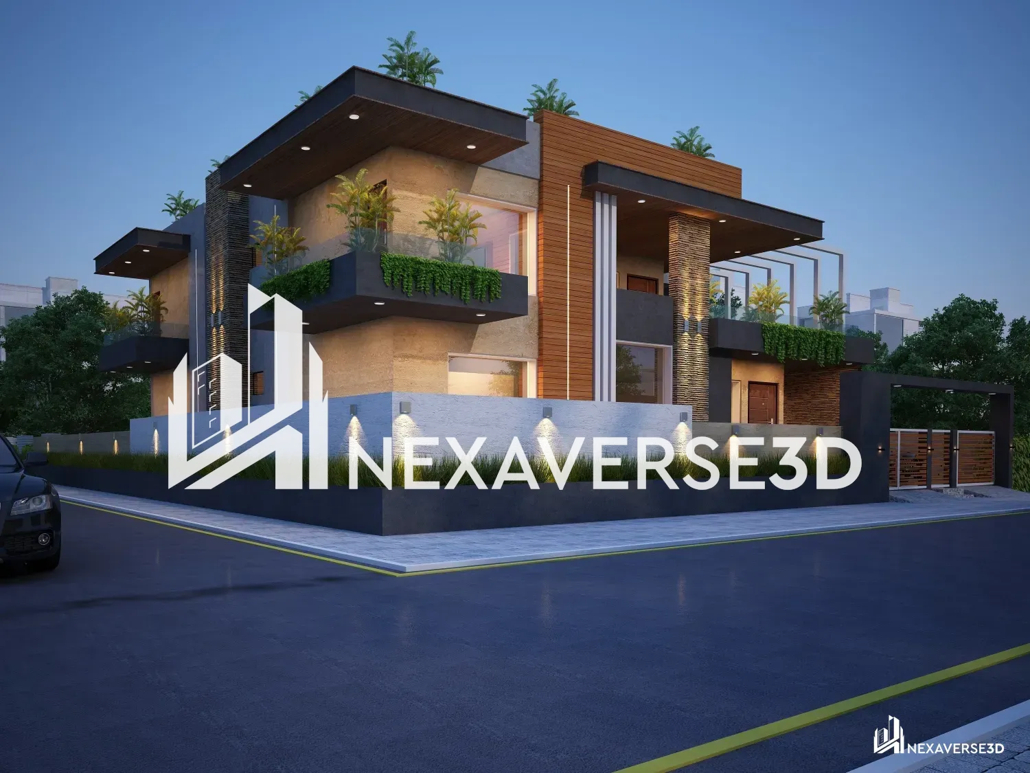 Luxury 3D Architectural Elevation Design by Nexaverse3d